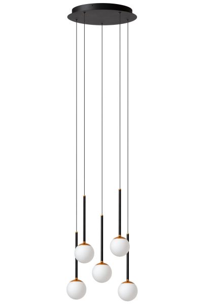 Lucide CALINA - Pendant light - Ø 41,9 cm - LED Dim. - CCT - 5x7,4W 2200K/3300K - With replaceable LED module - Black - Premium